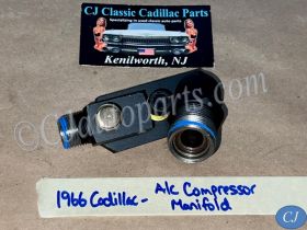 OEM 1963 1964 1965 1966 1967 Cadillac Deville Fleetwood Calais 1963 1964 1965 1966 Eldorado 429 Engine REAR A/C COMPRESSOR MANIFOLD VALVE HOSE CONNECTOR WITH NEW SCHRADER VALVE #5914945